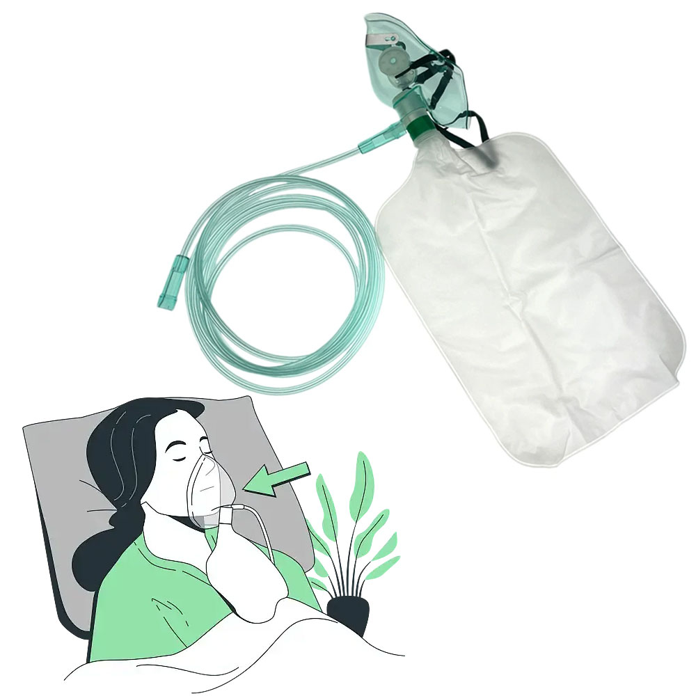 Oxygen Mask Non-Rebreather - Mascarilla de oxígeno no reutilizable para